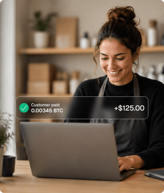 Merchant receiving a cryptocurrency payment